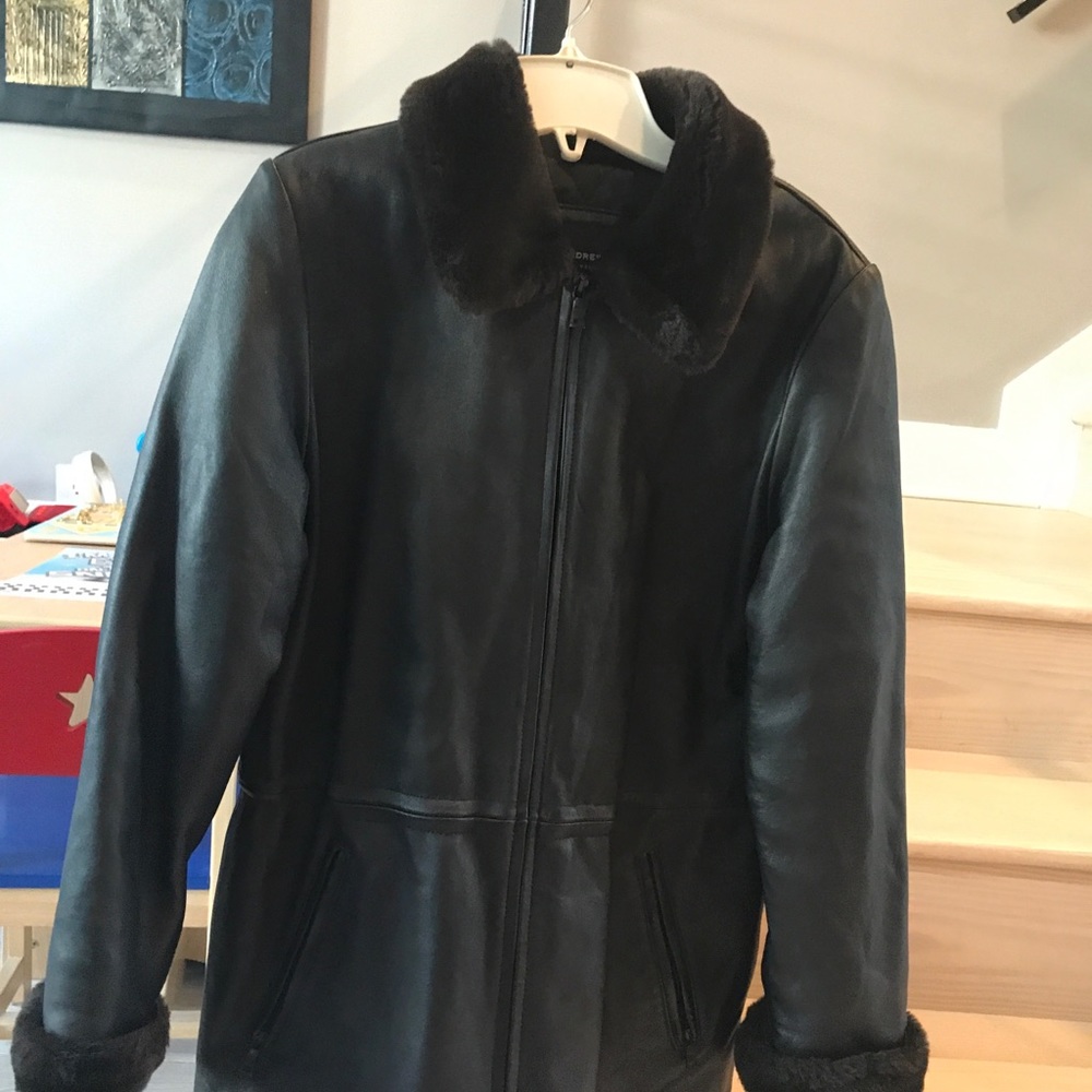 Andrew Marc leather and fur winter coat